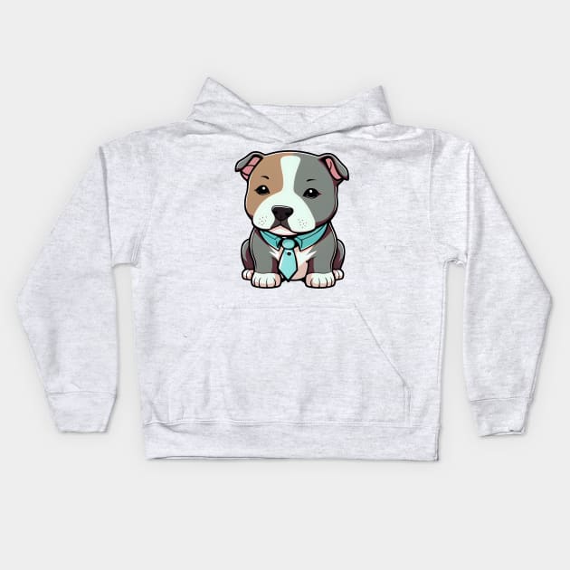 An adorable pit bull puppy wearing a tie Kids Hoodie by designs4days